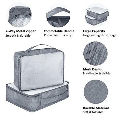 Packing Cubes Set, 2 Pcs Packing Organizers Set for Suitcases (Grey) - color: Grey
