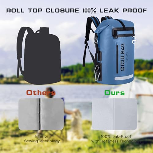 48cans Large Cooler Backpack Insulated Waterproof for Men Women Insulated Backpack Cooler Leak Proof Waterproof for 12 Hours Cooling for Camping Picnic Hiking Beach Travel Kayaking - color: Blue