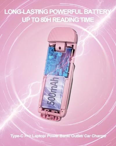 HEMONNKAM Book Reading Light, Rechargeable Clip on Booklight, Eye Caring 3 Color Temperatures & 5 Brightness Levels, Night Use for Bed, Long Lasting, Reading at Night in Bed, Pink - color: Pink
