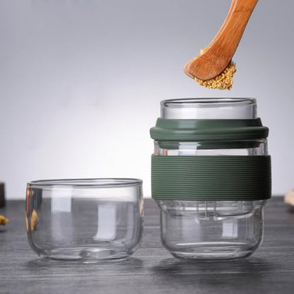 Portable Travel Tea Set with High Borosilicate Glass Teapot and Teacup All-in-One Kit with Hard Shell Carrying Case for Outdoor Home and Office Use