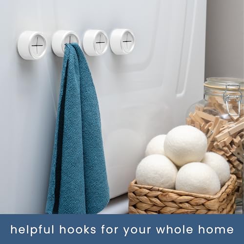 S&T INC. Round Adhesive Push Towel Hooks for Kitchen, Hand and Dish Towels, Matte White, 4 Pack - color: Matte White