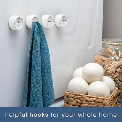 S&T INC. Round Adhesive Push Towel Hooks for Kitchen, Hand and Dish Towels, Matte White, 4 Pack - color: Matte White