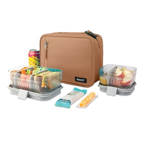PackIt(R) Freezable Classic Lunch Box, Almond, Built with EcoFreeze(R) Technology, Collapsible, Reusable, Zip Closure With Zip Front Pocket and Buckle Handle, Designed for Fresh Lunch On the Go - color: Almond
