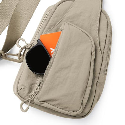 ODODOS Sling Bag with Adjustable Straps Crossbody Chest Bag Lightweight Backpack for Casual Traveling Hiking - color: Taupe