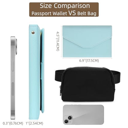 ZOPPEN Mulit-purpose Rfid Blocking Passport Holder Travel Wallet (Ver.4) Passport and Vaccine Card Holder ComboTri-fold Document Organizer Travel Essentials - color: #23 Paradise Blue
