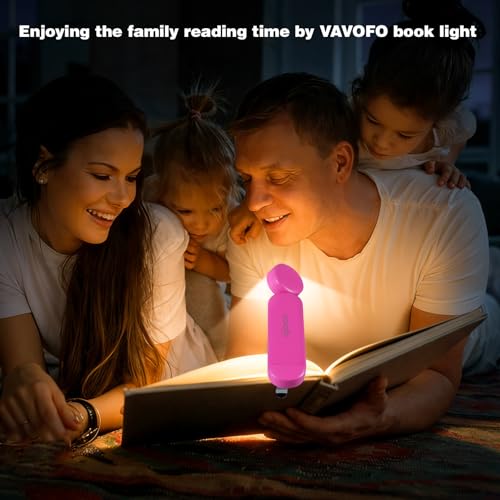 VAVOFO USB Rechargeable Book Light, Blue Light Blocking, Amber Light Clip On Bookmark Shaped Reading Light, Eye Care 6 LEDs Book Light for Bookworms Reading in Bed with 9 Lighting Modes (Rose) - color: Rose
