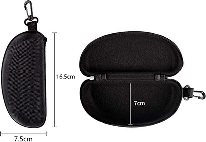 3 Pack Zipper Shell Eyeglasses and Sunglasses Case with Plastic Carabiner Hook - color: Black+blue+sliver
