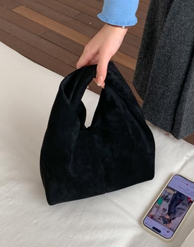 Slouchy Suede Crescent Crossbody Purses Women Cute Hobo Bags Trendy Satchels Underarm Shoulder Bag Travel Tote Handbag 2026 - color: A Suede Black-no Strap