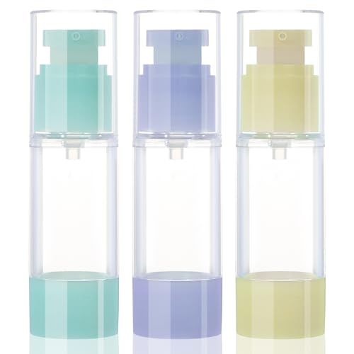 1oz 30ml Airless Pump Bottles, Refillable Leak Proof Travel Pump Bottle Toiletry Cosmetic Skincare Containers for Lotion Toner Gel Foundation (3 Pieces) - color: Green Blue Purple
