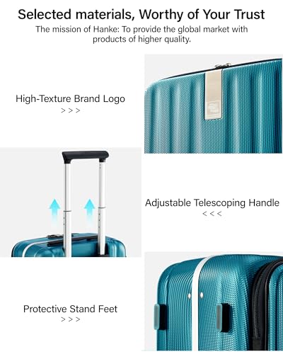 Hanke 20 Inch Carry On Luggage Hard Shell Top Opening Aluminum Frame Hardside Suitcase with Spinner Wheels, Durable Rolling Luggage for Men & Women Travel, Christmas & Birthday Gifts, Caribbean Blue - color: Caribbean Blue, size: 20 Inch