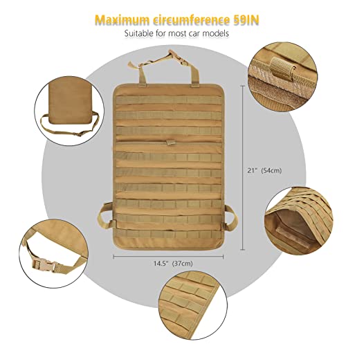 Universal Tactical Car Seat Back Organizer Bag Tactical Molle Vehicle Organizers Panel Vehicle Protector Organizers with 5 Detachable Pouches for Car Truck Ford Jeep (Khaki) - color: Khaki