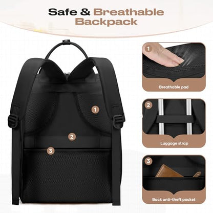 Maelstrom Travel Backpack for Women Men,Laptop Backpack Fits 15.6-17.3 Inch Laptop, Nurse/Work Bag with Insulated Lunch Box (Black) - color: Black