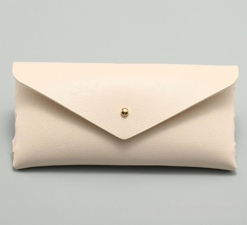 Portable Leather Glasses Case Anti-pressure Glasses Bag Coin Purse Storage Bag Suitable for Men and Women - color: Black and White Set of Two (Buttons)