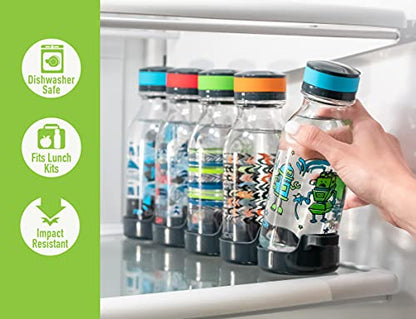 REDUCE WaterWeek Refillable Water Bottles, 14 oz - Includes 5 WaterWeek Leak Proof Tritan Reusable Water Bottles - Includes Fridge Tray - Berry Fun - color: Berry Fun, size: 14 Ounces