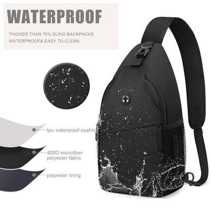 Pritent Crossbody Bags for Women Men Trendy Sling Bag Backpack Casual Chest Bag with Convertible Shoulder Strap - color: Black, size: Medium