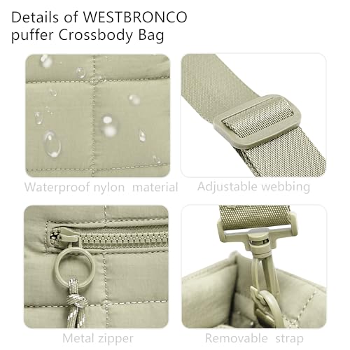 Quilted Crossbody Bags for Women,Puffer Weekender Overnight Bag,Purse Handbag Organizer,Small Tote Bags Shoulder Bag - color: Khaki