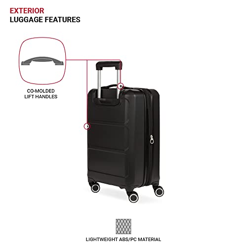 SwissGear 8090 Hardside Expandable Luggage with Spinner Wheels, Black, Carry-On 20-Inch - color: Black, size: Carry-On 20-Inch