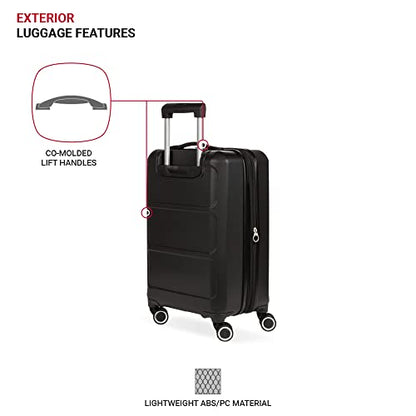 SwissGear 8090 Hardside Expandable Luggage with Spinner Wheels, Black, Carry-On 20-Inch - color: Black, size: Carry-On 20-Inch