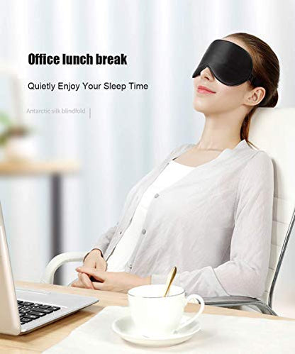 Silk Eye Mask with Adjustable Strap, Satin Blackout Sleeping Mask for Men&Women, Comfortable Blindfold Eyeshade for Night Sleep(Blue) - color: Blue