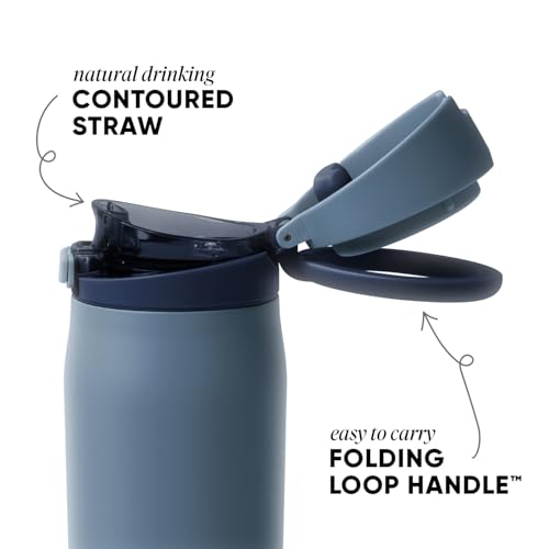 Simple Modern Mesa Loop Water Bottle with Covered Straw and Handle | 24oz Cup Holder Friendly Insulated Stainless Steel Bottles for Travel, Sports and School | Deep Dune - color: -Deep Dune, size: 24 Ounces