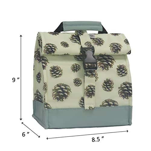 SUNNY BIRD Insulated Lunch Bag Rolltop Lunch Cooler Cute Lunch Box for Girls, Teens and Kids (Pinecone) - color: Pinecone