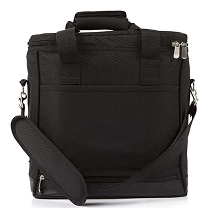 Picnic TIME Cellar 6-Bottle Wine Carrier & Cooler Tote, Insulated Padded Wine Cooler Bag for Travel, Portable Water-Resistant Wine Bag, (Black with Gray Accents) - style: Wine Carrier With Trolley