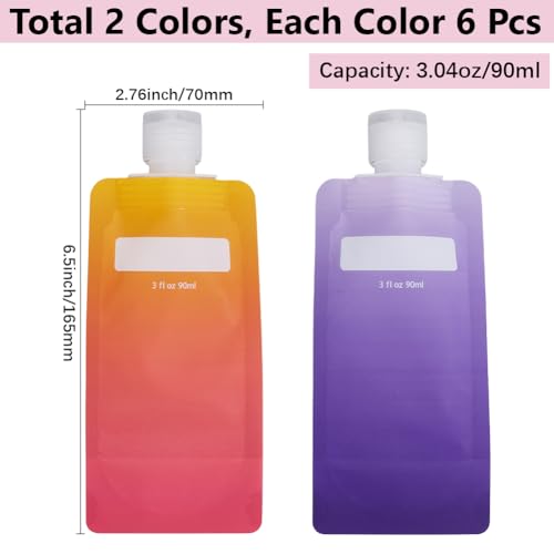 GORGECRAFT 12 Pack Travel Pouches Toiletries 90ml Air Travel Kit Lotion Bags Liquid Squeeze Pouch Portable Refillable Leak Proof Empty Makeup Toiletries Packing Bags Containers for Face Cream Shampoo