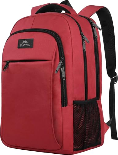 MATEIN Laptop Backpack for Women, Water Resistant College School Bookbag Fits 15.6 Inch Computer for Student Supplies & Accessories, Anti Theft Sturdy Underseat Personal Item Travel Backpack, Red - color: Red, size: 15.6 Inch