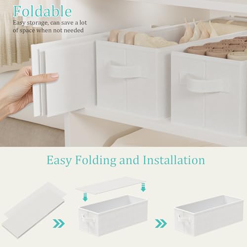 Narrow Storage Bins, Small Fabric Organizer with Handles, Foldable Basket for Closet and Shelves, Toilet Paper Storage, 2 Pack, White, 15 x 6 x 5 In, XSNY19W-2 - color: White