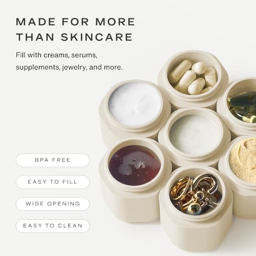 Cadence Capsules - Full Skincare Set, Sand - Six Containers with Magnetic Lids - 100% Leak Proof & TSA Approved for Travel and Carry On, 2 Small (0.56oz), 4 Medium (1.32oz) & Extender (1.43oz) - color: Sand, size: Full Set