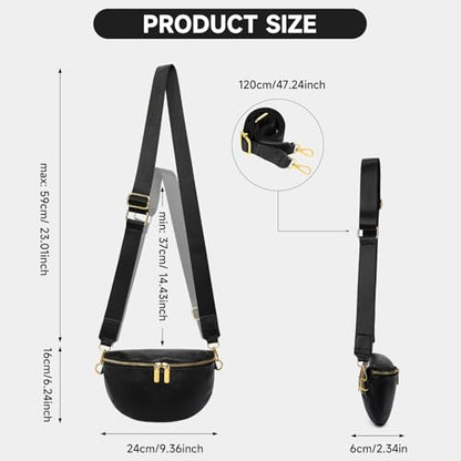 GAEKEAO Crossbody Bags for Women Fashion Sling Purse Fanny Pack Leather Belt Bum Bag Chest Shoulder Bag for Travel Black - color: A01 Black