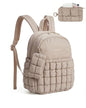 BAGSMART Mini Backpacks for Women, Puffy Checkered Quilted Small Backpack with Pouch, Lightweight Daypack Purse, Water-Resistant Bookbag for Daily Travel College, 2-in-1 Set, Brown - color: Latte Brown