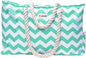 Beach Bag and Pool Bag Has Cooler Pocket, 7 Pockets Total, Zip Top. Family Size Waterproof Beach Tote - color: Turquoise Green Turtle