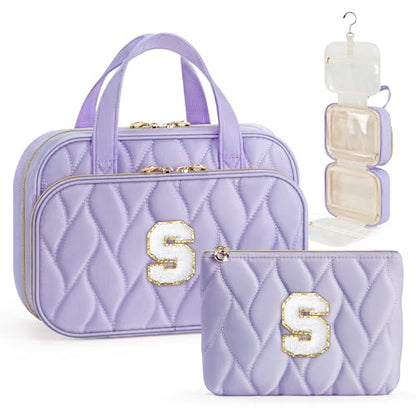 YOOLIFE Travel Toiletry Bag for Women - Hanging Toiletry Bag Makeup Bag, Portable Toiletries Cosmetic Bag, Airplane Travel Essentials Purple - S - color: Purple, style: S