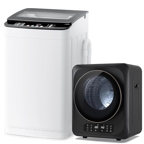 Auertech Portable Washer and Dryer Combo Set, 1.8 CU.FT Portable Clothes Dryers with Boot Dryer, 28 lbs Fully Automatic Washing Machine, 7 Wash Cycles, Compact Washer and Dryer for Apartment, RV, Dorm - color: Grey, size: 1.8 cu.ft + 28 lbs