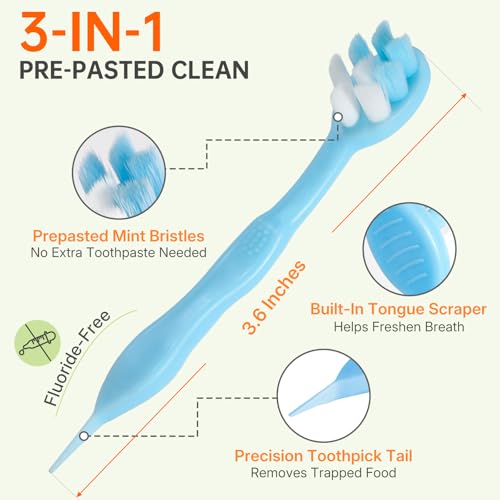 24-Pack Pre-Pasted Mini Travel Toothbrushes, Individually Wrapped Value Pack, Disposable Toothbrushes with Toothpaste, Waterless Single-Use Extra Soft Bristle for Adults, On-The-Go & Braces - size: 1 Count (Pack of 24)
