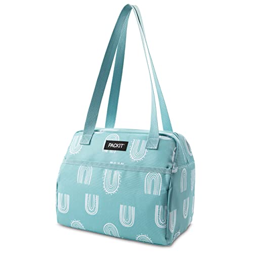 PackIt Freezable Hampton Lunch Bag, Desert Arch, Built with EcoFreeze Technology, Collapsible, Reusable, Zip Closure with Front Pocket and Shoulder Straps, Perfect for Tweens and Adults - color: Desert Arch