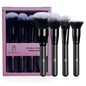 BS-MALL Soft Professional Makeup Brush Set - 4 Pcs Travel-friendly Brushes Including Foundation Brush for Liquid Makeup, Powder Brush & Blush Brush,Daily use (All Black) - color: All Black