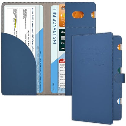 RSAquar Car Registration and Insurance Holder, Vehicle Glove Box Organizer Cool Car Accessories, Car Document Holder for Cards, Driver License & Essential Document, JD-Blue - color: JD-Blue