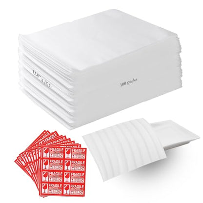 100pcs Packing Supplies for Moving, 11.8x15.7Inch Moving Supplies Cushioning Packaging Foam Pouches with 100 Fragile Stickers, Packing Materials for Moving, Packaging, Storage - size: 100 pack (11.8 × 15.7 inches)