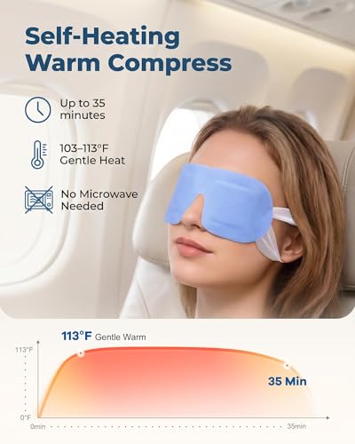 10 Packs Self Heating Steam Eye Mask: Warm Eye Compress for Dry Eyes, Stye Eye Treatment - Disposable Moist Heated Sleep Mask for Tired Eyes & Headache Relief - Ideal for Travel & Spa Gift(Unscented) - color: Blue -10 PCS