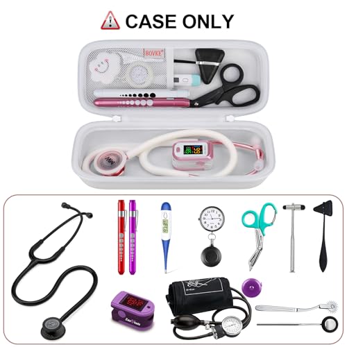 BOVKE Stethoscope Case for 3M Littmann Classic III Monitoring, Lightweight II S.E, MDF Acoustica Stethoscopes, Extra Room fits Nurse Accessories Medical Equipment and Nursing School Essentials, White - color: White