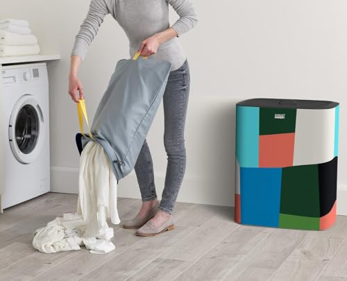 Joseph Joseph Tota 90 liter/23.8 gallon Laundry Hamper Separation Basket with lid, 2 Removable Washing Bags with Handles - Multicolor - color: Multicolor, style: Dual Compartment 90L
