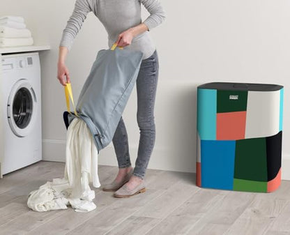 Joseph Joseph Tota 90 liter/23.8 gallon Laundry Hamper Separation Basket with lid, 2 Removable Washing Bags with Handles - Multicolor - color: Multicolor, style: Dual Compartment 90L