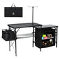 Nice C Camping Kitchen Table, Portable Folding Camp Cook Station, Storage Organizer, with Light Poles, Storage, Side Bag, Side Hooks, for Outdoor, Picnic, Beach, RV Traveling (Black)