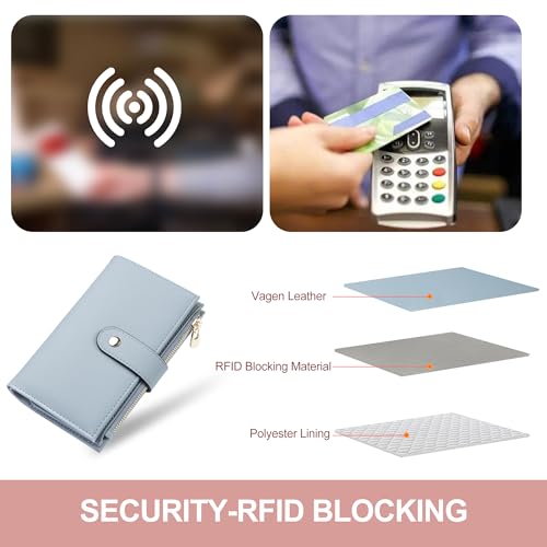 yiijay Womens Wallet RFID Blocking Vegan Leather Trifold Clutch Credit Card Holder Ladies Travel Wallet Purse with Pen Holder - color: 1 U Blue