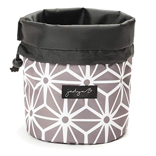 Jadyn Durable Cinch Top Makeup Organizer - Compact Travel Makeup Bag - 7 Interior Pockets for Cosmetics - Drawstring Toiletry Travel Bag for Women - 6L Storage Capacity - (Geometric Gray) - color: Geometric Gray