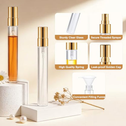 Mini Glass Spray Bottle 50pcs 10ml Clear Spray Bottle Empty, Fine Mist Refillable Mini Perfume Spray Bottle, Perfume Atomizer, Travel Spray Bottle For Hair, Small Empty Sample Containers Portable - size: Spray Bottle10ml-50P