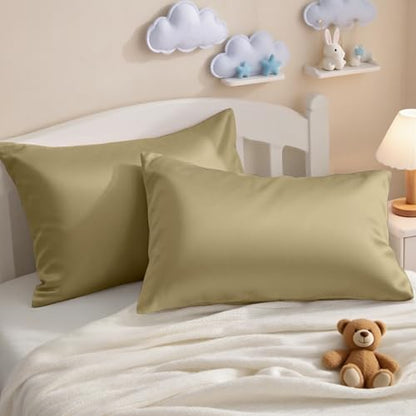 NTBAY Egyptian Cotton Toddler Pillowcases - Set of 2 - Travel Pillow Cases - 500 Thread Count Cotton 13x18 Pillow Covers - Envelope Closure Nursery Pillowcases, 13x18 Inches, Khaki - color: Khaki