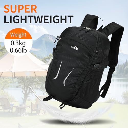 Small Hiking Backpack 35L Travel Lightweight Hiking Packable Daypack Water-Resistant Foldable Backpacks for Women Men Camping (Black) - color: Black, size: 35L